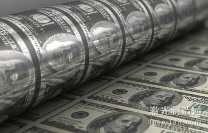 圖2：用激光雕刻印刷紙幣用的滾筒。